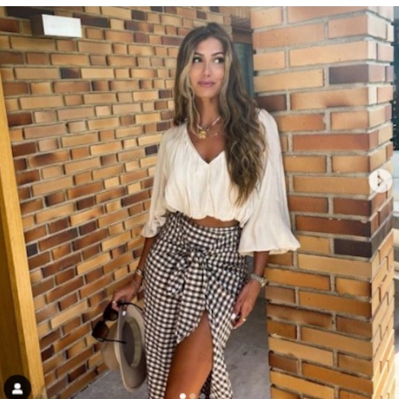 ZARA Gingham wrap skirt NWT - Picture 2 of 12